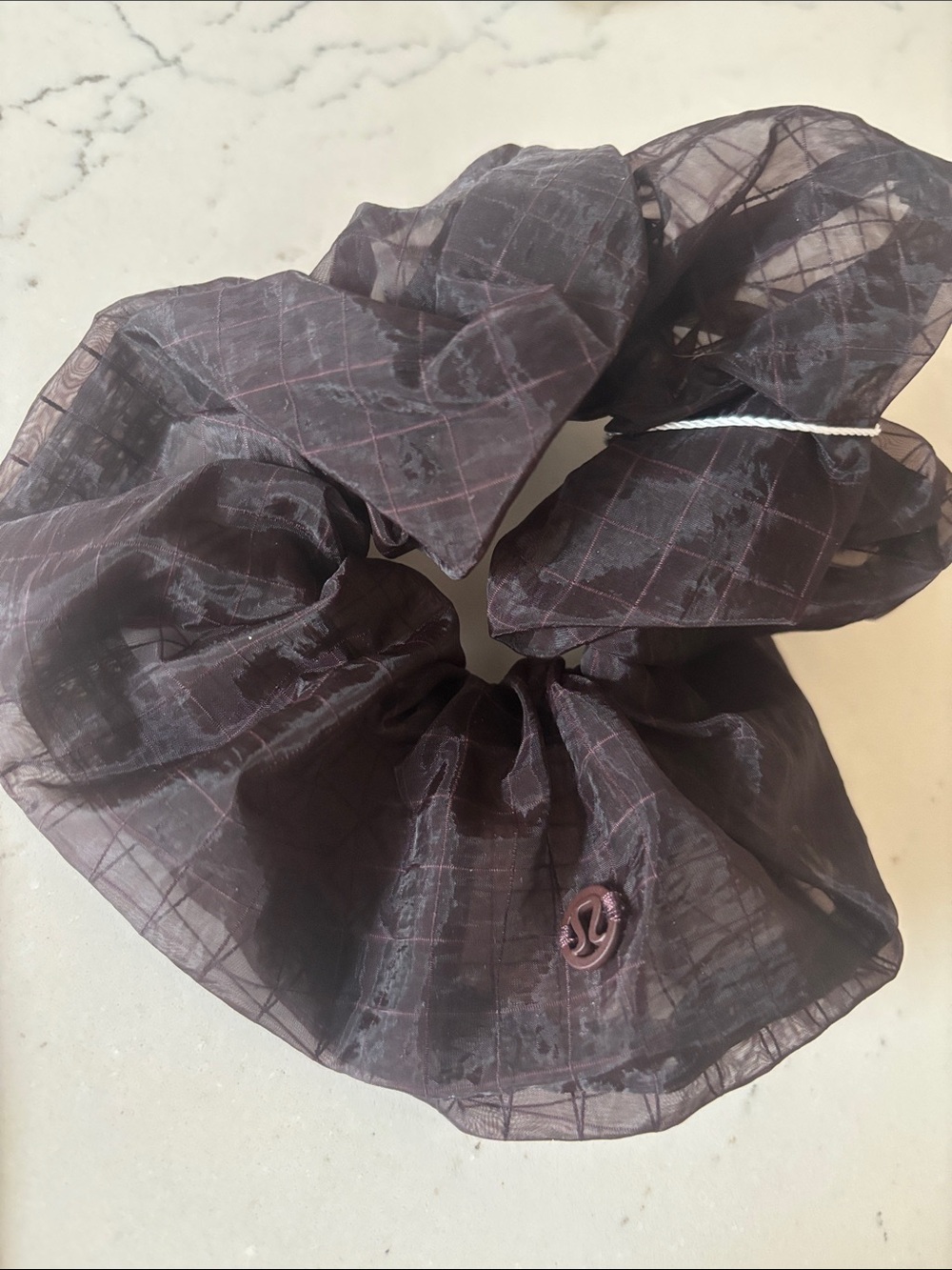 lululemon Uplifting Scrunchie Oversized  in Black Granite Organza OS NWT